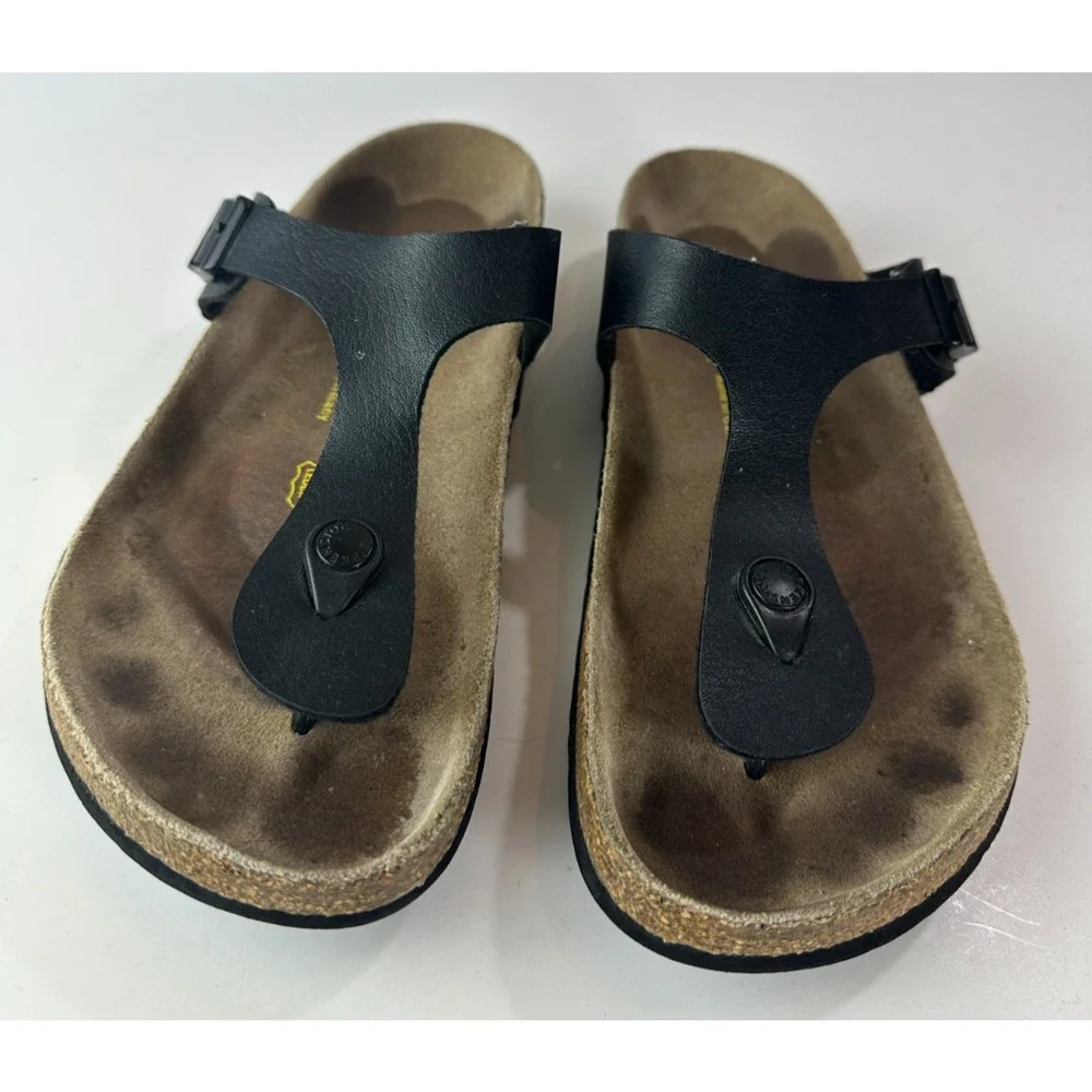 Birkenstock Gizeh Sandals Black Slides Buckle Thong 39 Women's US Size 8 - Picture 5 of 13